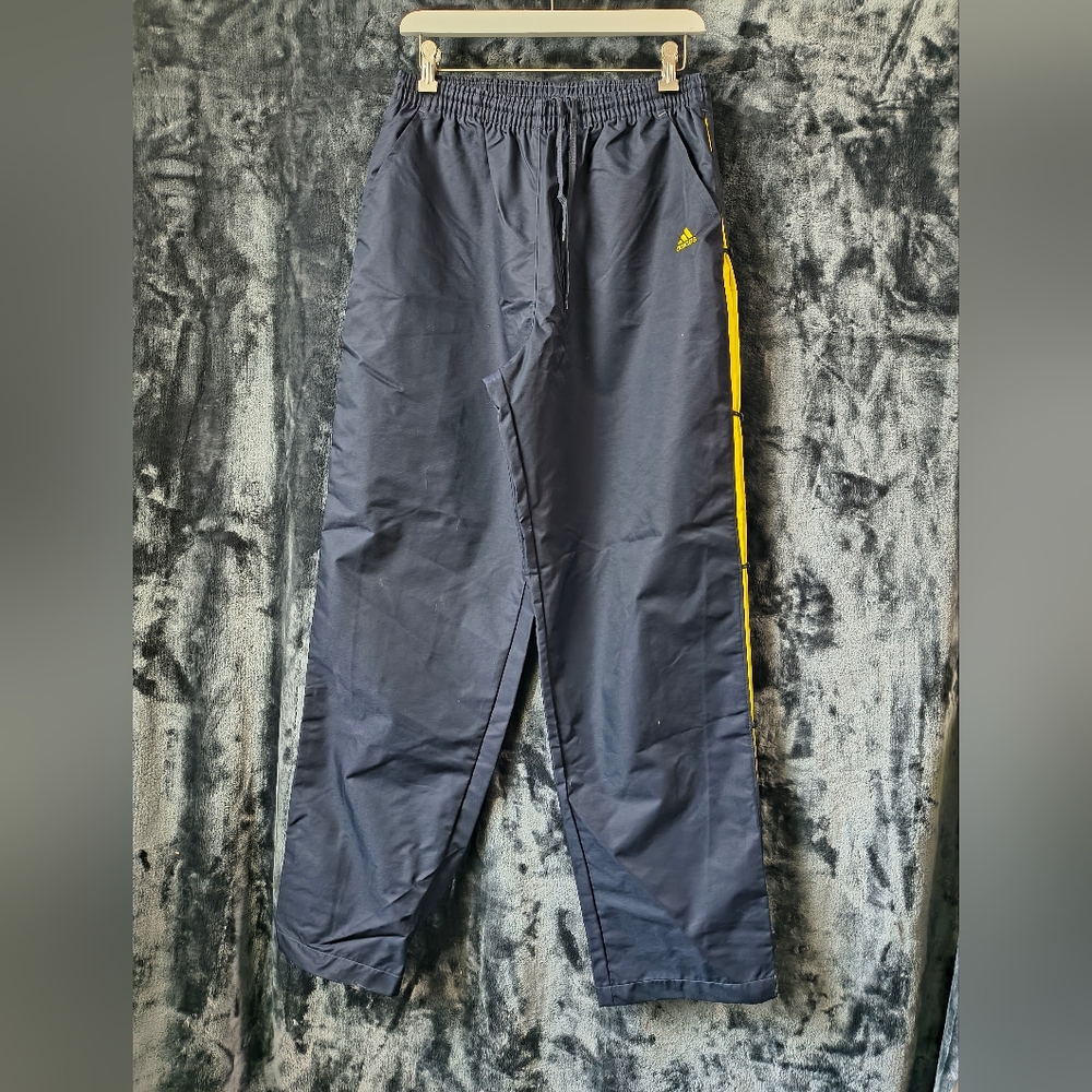 Adidas Men's Navy Joggers with Yellow Accent